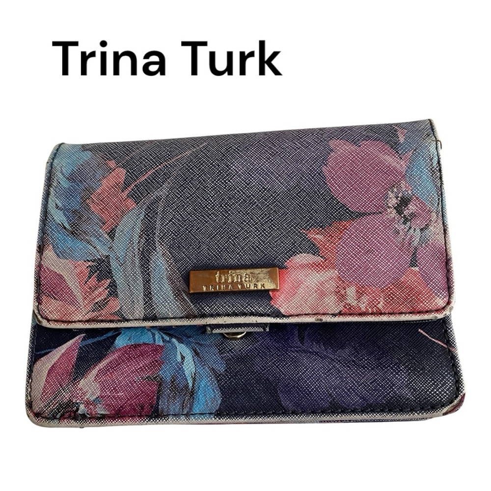 Trina Turk Floral Clutch - Black, Pink, and Blue